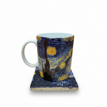 Van Gogh – Yıldızlı Gece (The Starry Night) Kupa ve Bardak Altlığı Seti – görsel 2