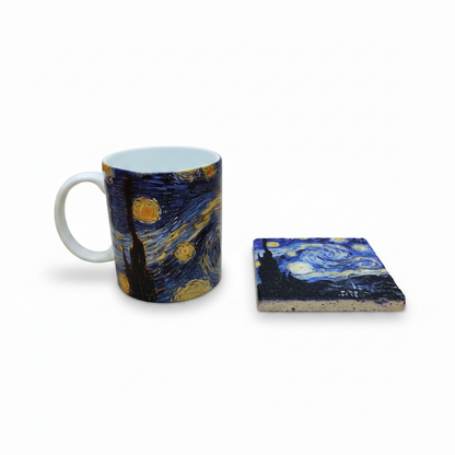 Van Gogh – Yıldızlı Gece (The Starry Night) Kupa ve Bardak Altlığı Seti – görsel 3