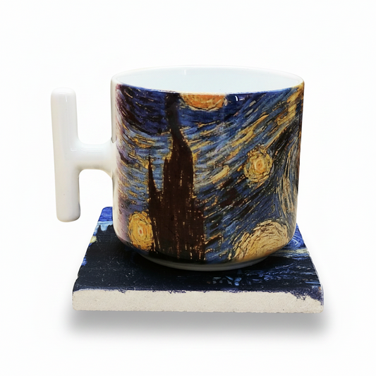 Van Gogh – Yıldızlı Gece (The Starry Night) T Kulplu Kupa ve Bardak Altlığı Seti