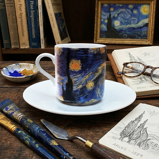 Van Gogh – Yıldızlı Gece (The Starry Night) Türk Kahvesi Fincanı – görsel 2