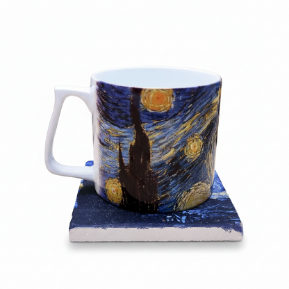 Van Gogh – Yıldızlı Gece (The Starry Night) Yelken Kulplu Kupa ve Bardak Altlığı Seti