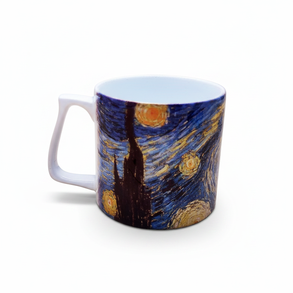 Van Gogh – Yıldızlı Gece (The Starry Night) Yelken Kulplu Kupa ve Bardak Altlığı Seti – görsel 4
